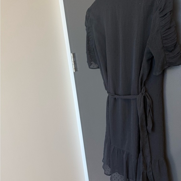 NOT FOR SALE Saints size 6 GUC sheer sleeved Black Wrap Dress with soft ruffles - Picture 9 of 15